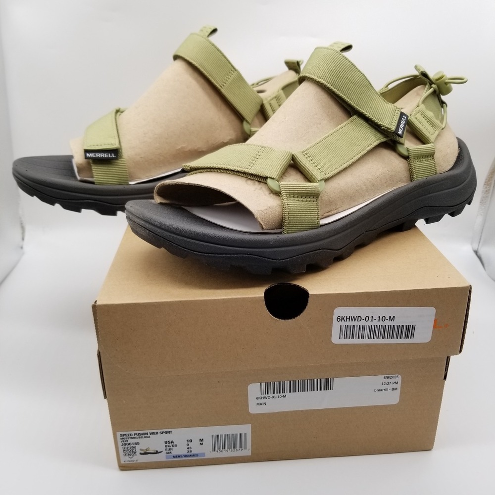 Merrell Men Speed Fusion Web Sport‎ Sandals Sz 10 Mosstone Hiking Athletic